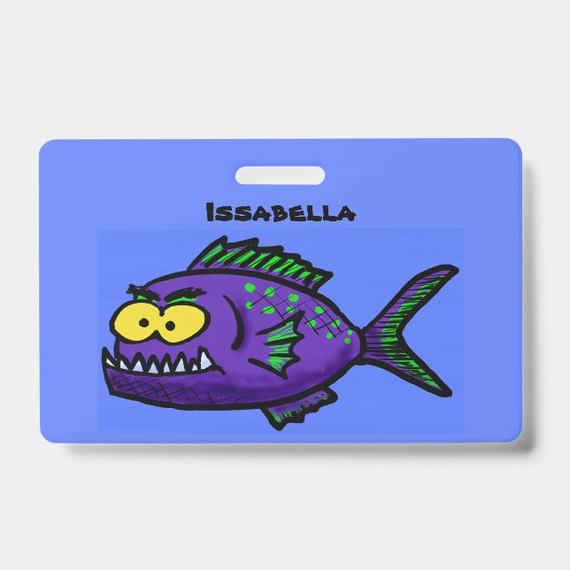 Badge Caricature de poisson de Piranha (Face)