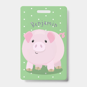 Badge Caricature de porc mignon rose pot vendue