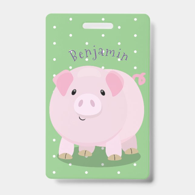 Badge Caricature de porc mignon rose pot vendue (Avant)