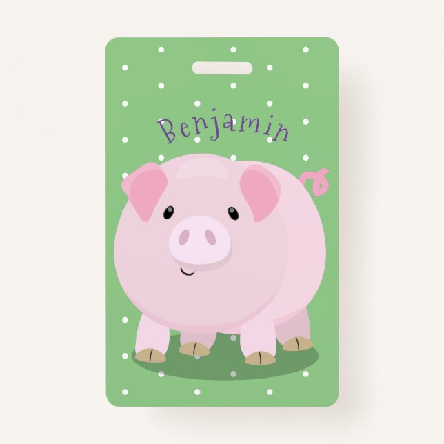 Badge Caricature de porc mignon rose pot vendue (Devant)