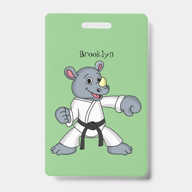 Badge Caricature de rhino kung fu (Avant)