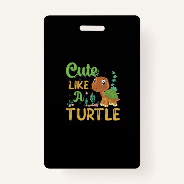 Badge caricature de tortue mignonne tortue souriante (Devant)