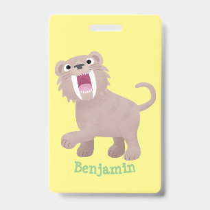 Badge Caricature du tigre mignon Saber Toothed Smilodon