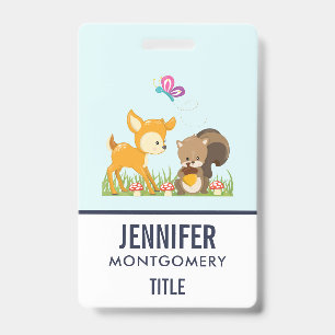 Badge Caricature en bois mignon