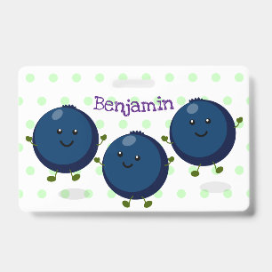Badge Caricature mignonne de bleuets violets