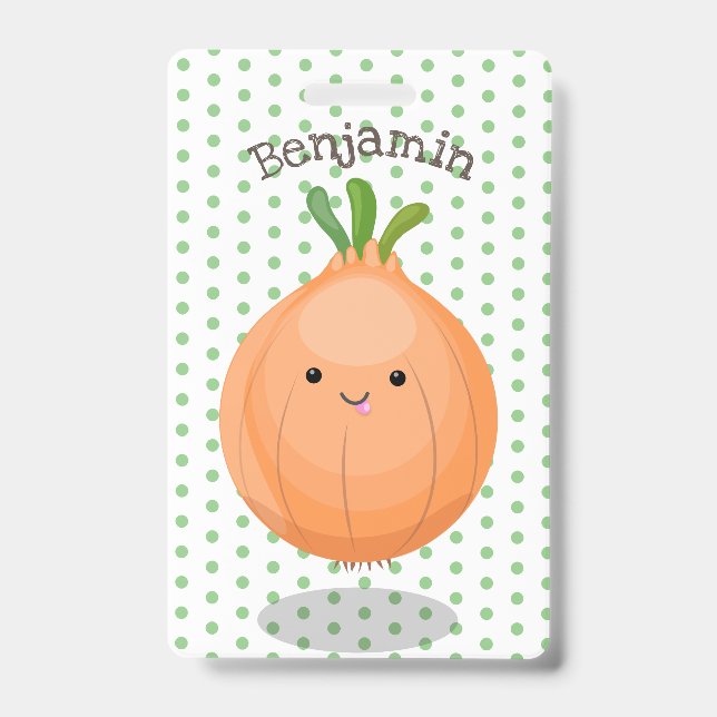 Badge Caricature vert oignon brun joli (Avant)