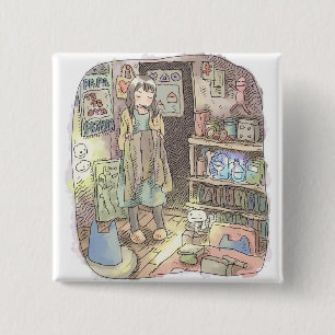 BADGE CARRÉ 5 CM さ や し ご じ