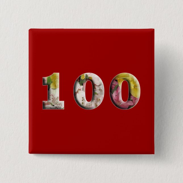 Badge Carré 5 Cm 100e anniversaire 100 ans Milestone Button (Devant)