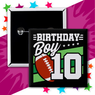 Badge Carré 5 Cm 10 ans de la fête de football thème 10e anniversai