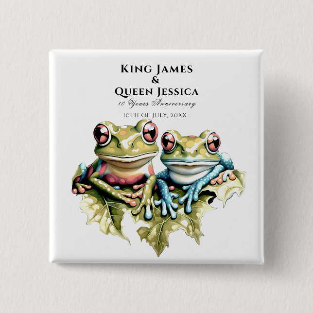 Badge Carré 5 Cm 10 ans Mariage Anniversaire Jardin Décontractée fê (Devant)