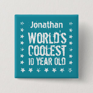 Badge Carré 5 Cm 10ème Teal an le plus frais T25 du monde