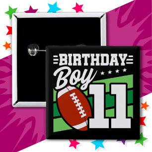 Badge Carré 5 Cm 11 Ans Football Party Thème 11ème anniversaire gar