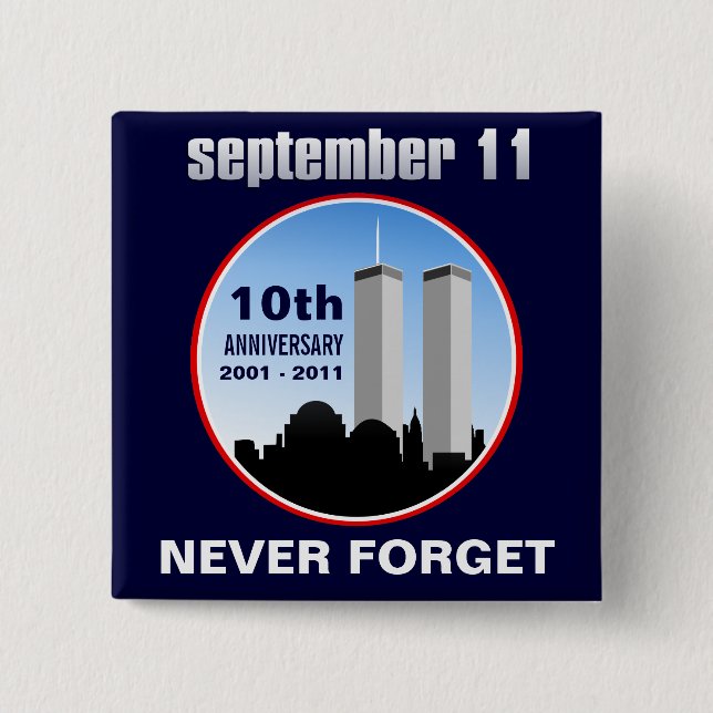 Badge Carré 5 Cm 11 septembre - 9/11 10èmes bornes de (Devant)