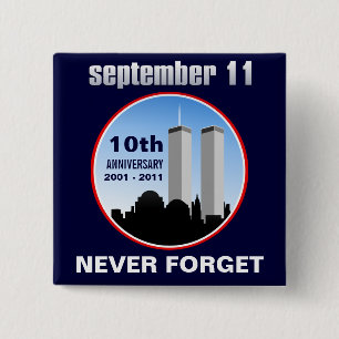 Badge Carré 5 Cm 11 septembre - 9/11 10èmes bornes de
