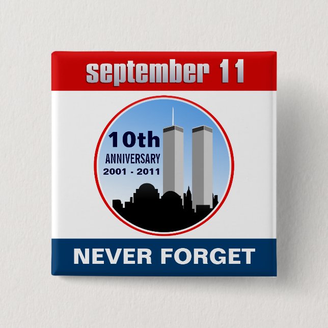 Badge Carré 5 Cm 11 septembre - 9/11 10èmes bornes de (Devant)