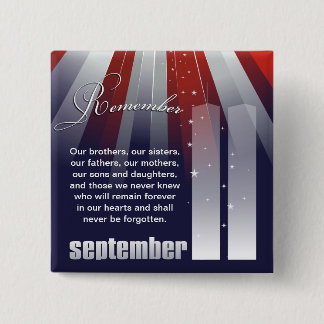 Badge Carré 5 Cm 11 septembre - Pin patriotique de souvenir