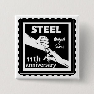 Badge Carré 5 Cm 11e anniversaire du mariage tenant la main
