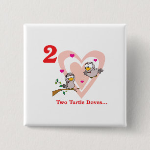 Badge Carré 5 Cm 12 jours deux tourterelles d'amour