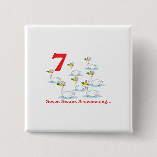 Badge Carré 5 Cm 12 jours sept cygnes a-nager