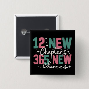 Badge Carré 5 Cm 12 nouveaux chapitres 365 nouvelles chances Inspir