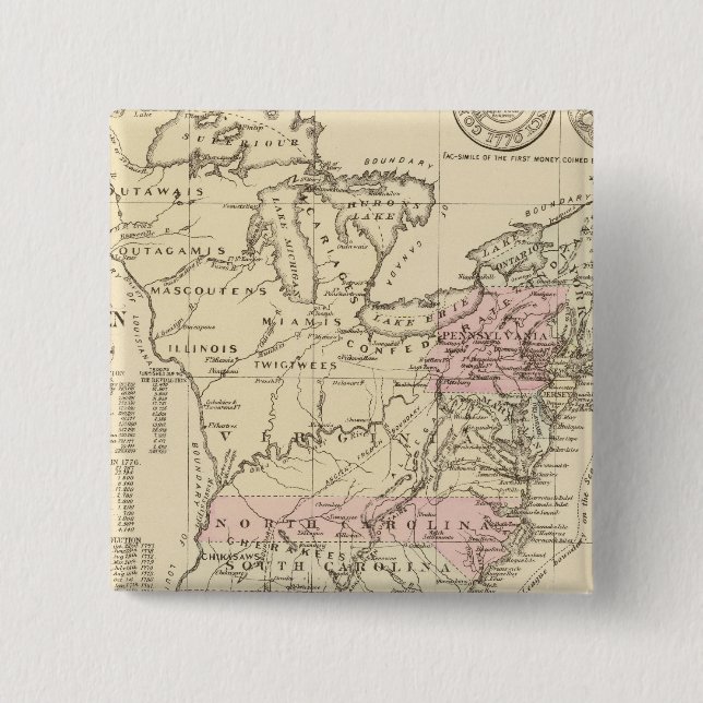 Badge Carré 5 Cm 13 colonies 1776 (Devant)