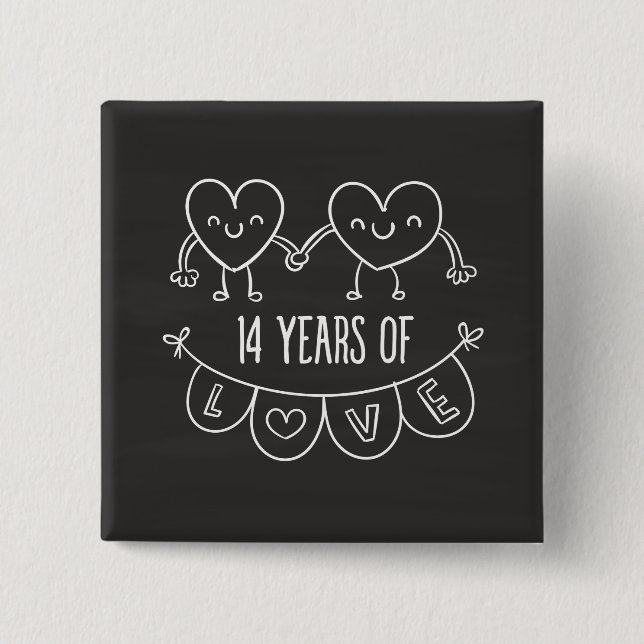 Badge Carré 5 Cm 14e Anniversary Poison de Chalk Hearts (Devant)