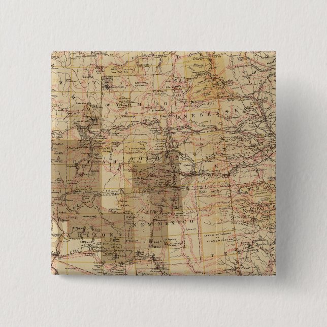 Badge Carré 5 Cm 1878 Plan d'avancement des enquêtes géographiques  (Devant)