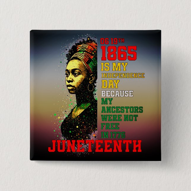 Badge Carré 5 Cm 18 juin 1865 Fête de l'Indépendance (Devant)