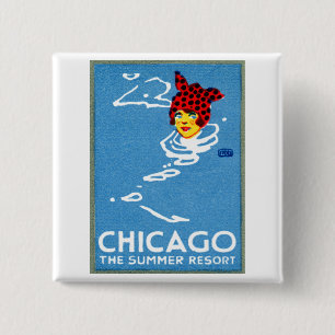 Badge Carré 5 Cm 1912 Chicago, La Station d'été