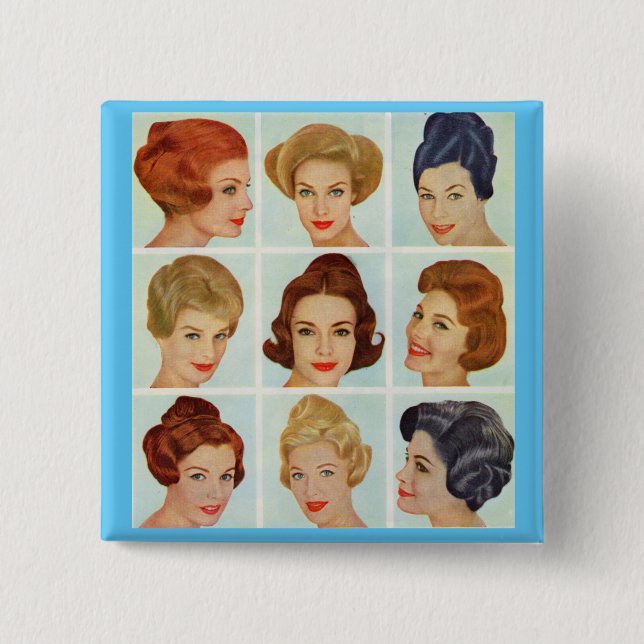 Badge Carré 5 Cm 1960 s hairstyles grid (Devant)