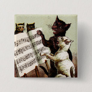 Badge Carré 5 Cm 19e C. Chats chanteurs
