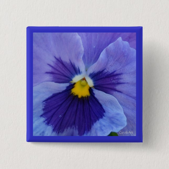 Badge Carré 5 Cm 1 pensée bleue de beauté (Devant)