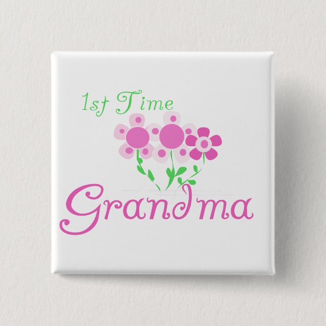 Badge Carré 5 Cm 1ère Fleurs Grandma-Rose (Devant)