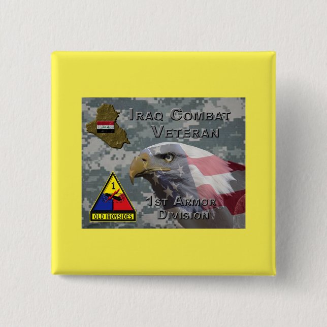 Badge Carré 5 Cm 1re Division blindée Irak Vétéran de combat (Devant)