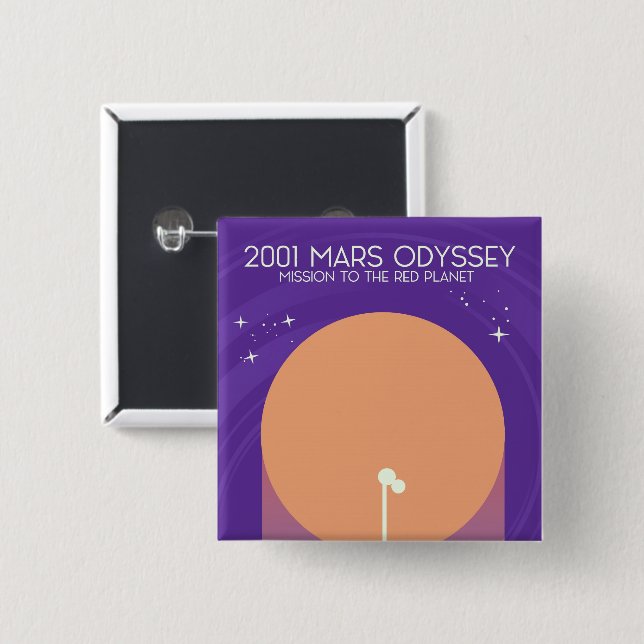 Badge Carré 5 Cm 2001 mars odyssey (Devant & derrière)