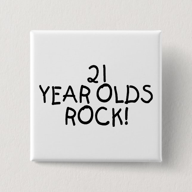 Badge Carré 5 Cm 21 ans de roche (Devant)