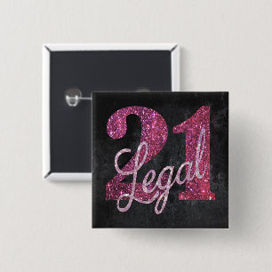 Badge Carré 5 Cm 21 et juridique Pink 21st Birthday Chic Parties