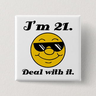Badge Carré 5 Cm 21e anniversaire Gag cadeau