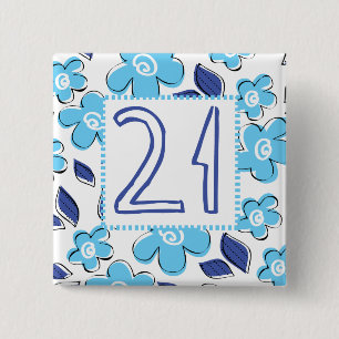 Badge Carré 5 Cm 21ème Anniversaire