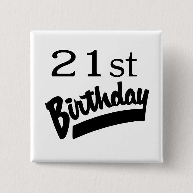 Badge Carré 5 Cm 21ème Noir d'anniversaire (Devant)