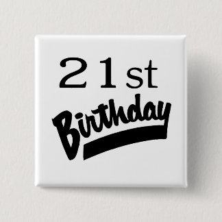 Badge Carré 5 Cm 21ème Noir d'anniversaire
