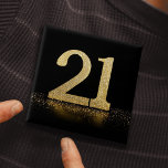 Badge Carré 5 Cm 21ème parties scintillant d'or noir, bouton d'effe<br><div class="desc">Célébrez un 21e anniversaire spécial avec simple badge de bouton parties scintillant 21 pin. Par www.mylittleeden.com</div>