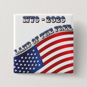 Badge Carré 5 Cm 250 Ans USA Liberté 1776-2026 Patriotique