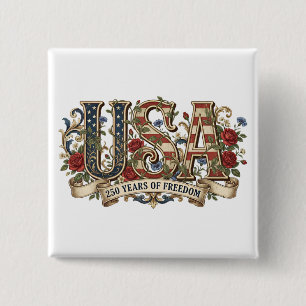Badge Carré 5 Cm 250e anniversaire États-Unis Semiquincentenaire