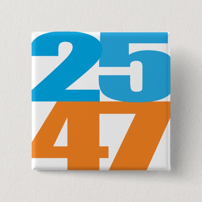 Badge Carré 5 Cm 25 47 Bleu/Orange (Devant)