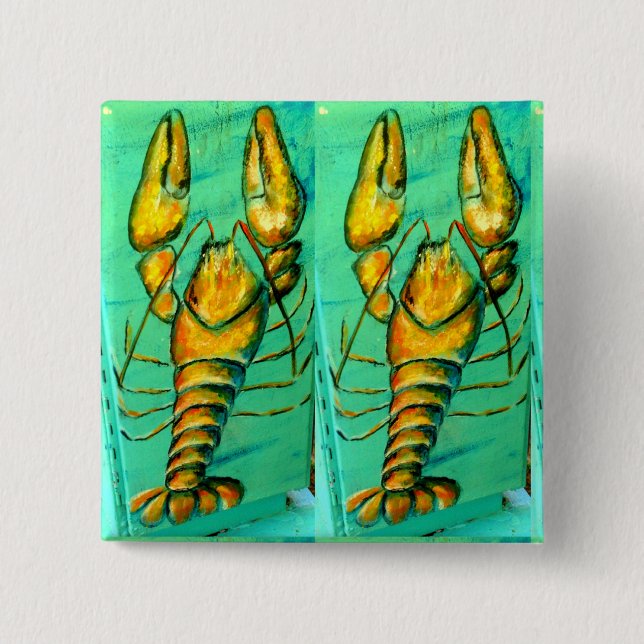 Badge Carré 5 Cm 2 carré vert homard (Devant)