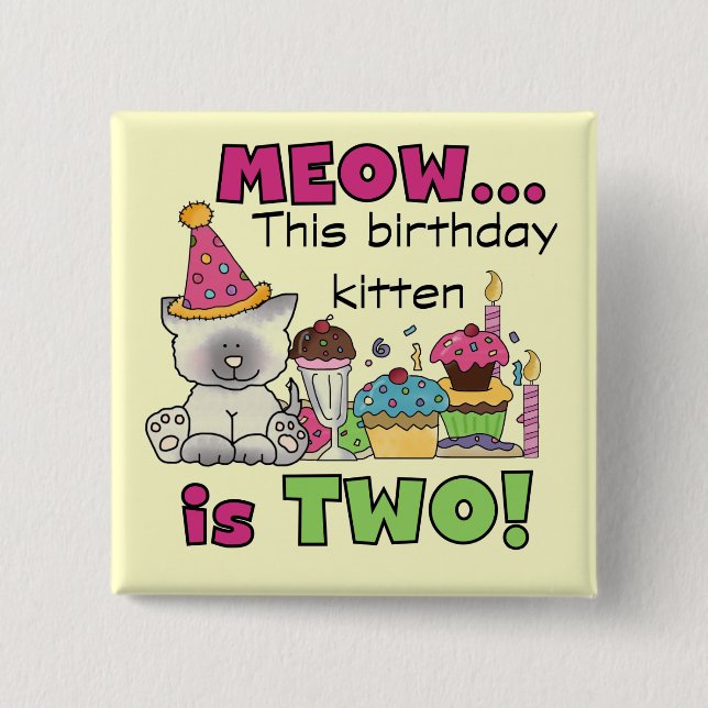 Badge Carré 5 Cm 2e t-shirts et cadeaux d'anniversaire Kitten (Devant)