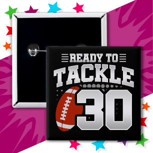 Badge Carré 5 Cm 30 ans Tackle Football Party 30e anniversaire