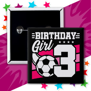 Badge Carré 5 Cm 3 ans Football Party 3e anniversaire fille