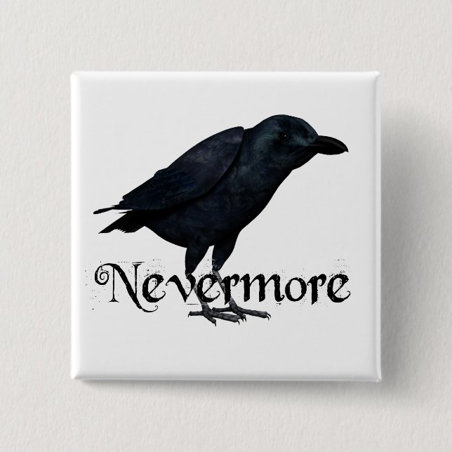 Badge Carré 5 Cm 3D plus jamais Raven (Devant)